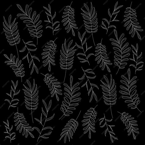 Premium Vector Leaves Pattern Black And White Autumn Leaves