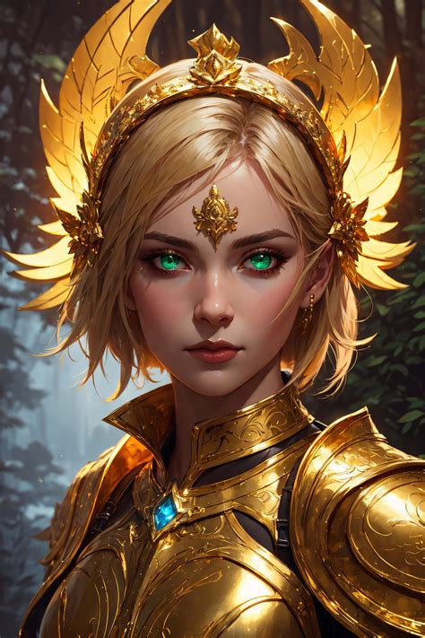 Artstation Blonde Elf Paladin Clad In Shimmering Gold Armor World