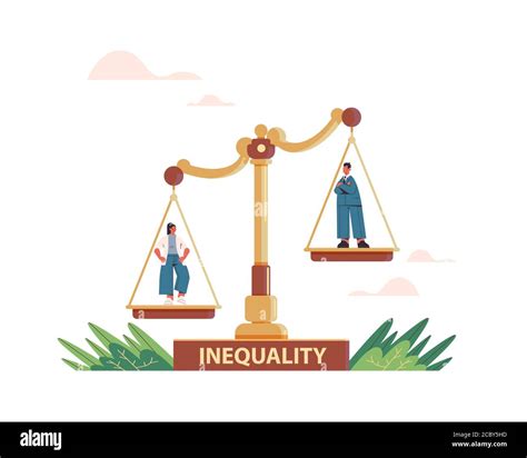 Businessman And Businesswoman On Scales Business Corporate Inequality