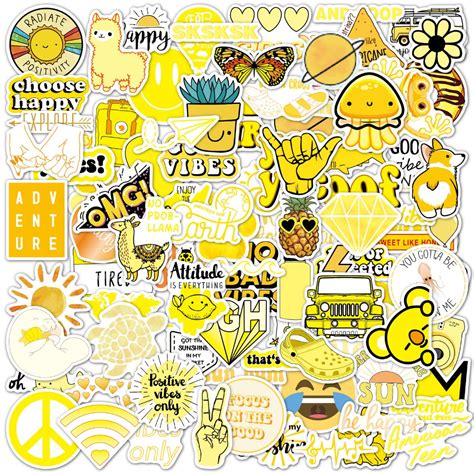 Yellow Aesthetic Printable Stickers Positivity Sticker Set Ph