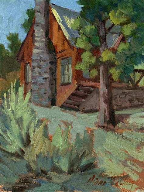 Tvs in main room & bedroom. Cabin At Big Bear Lake Painting by Diane McClary