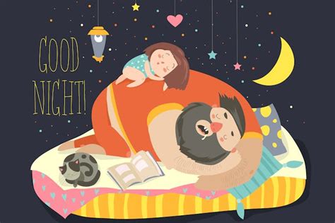 cute daughter reading bedtime story to his father by masastarus on envato elements