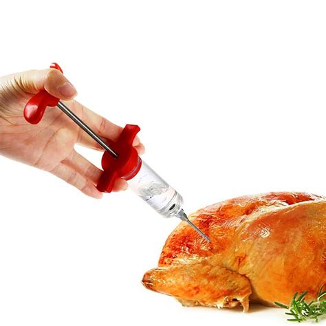 1pcs high quality turkey chicken marinade injector flavor syringe needle cooking meat poultry