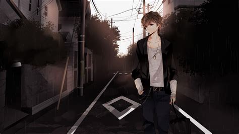 Monochrome anime guy holding an umbrella render by sad boy. Anime Sad Boy Wallpapers - Wallpaper Cave