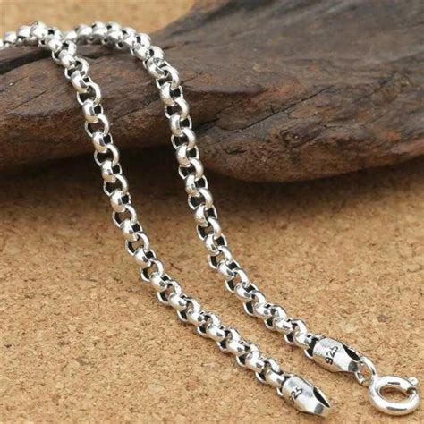 3mm Thick Cross O Silver Chino Link Chain In Pure Silver S925 Sterling