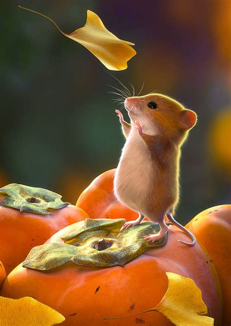 Mouse Rodent Cute Leaves Art Hd Phone Wallpaper Peakpx