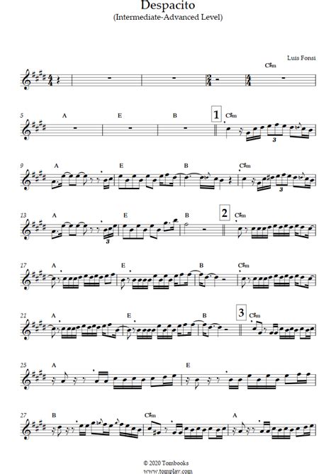 Композиция для кларнета с фортепиано. Clarinet Sheet Music Despacito (Intermediate/Advanced ...