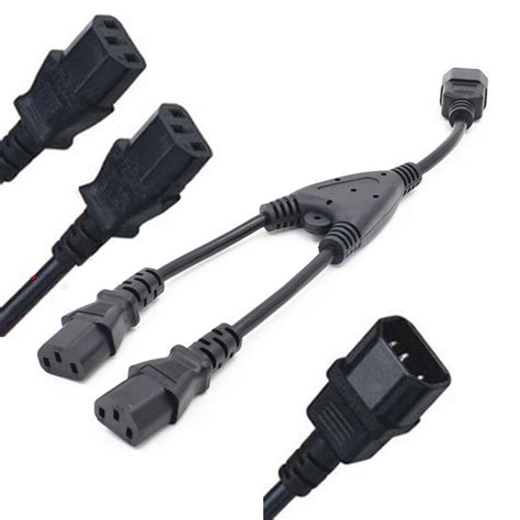Single C14 To Dual C13 Short Power Cord Cable 03m Y Type Splitter