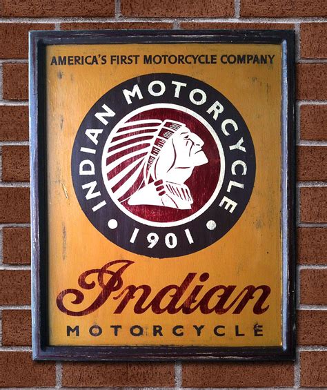 Vintage Motorbikes Inc — Antiqued Indian Motorcycle Sign