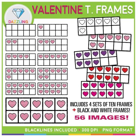 Valentine Hearts Ten Frames Clip Art Valentine Heart Valentine