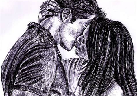 Pencil Sketch Kiss Photo PNG