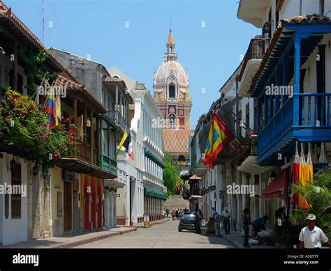 Cartagena Colombia South America Old Town Section Of Cartagena Stock