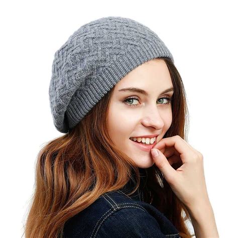 Womens Knitted Braided Light Grey Cj182womksl Knitted Beret