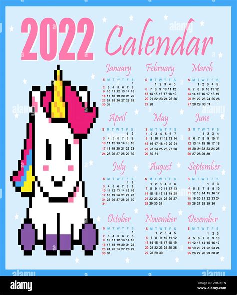 Plantilla De Calendario Para El Año 2022 Diseño Brillante Ilustración