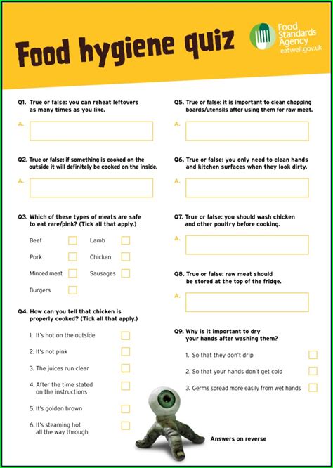 Food Hygiene Worksheets For Adults With Learning Disabilities Worksheet