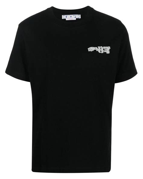 Off White Co Virgil Abloh Carlos Logo Print T Shirt In Black For Men