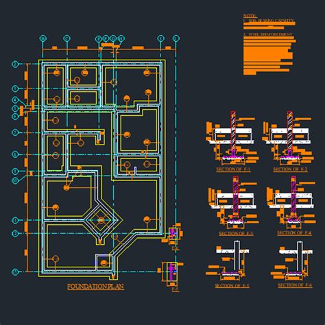 Foundation Plan And Structure Drawing Details Of Office Building Dwg