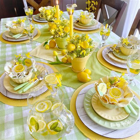 Dining Delight Mothers Day Lemon Themed Tablescape