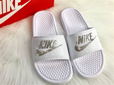 Bling Nike Slides Custom Nike Slides In White With Swarovski Etsy