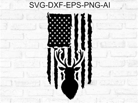 Deer Flag Svg Distressed American Flag Deer Silhouette Flag Svg Png Cnc