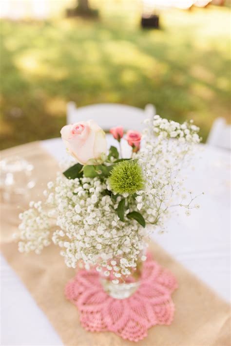 Diy Babys Breath And Rose Centerpieces