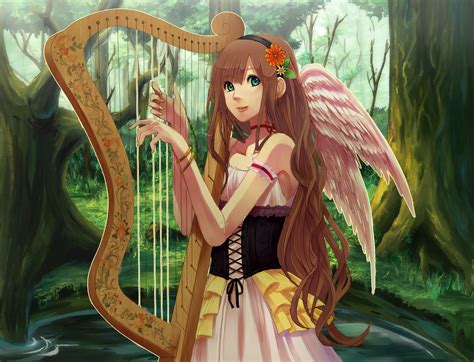 Kanade tachibana (angel beats!) anime girls with white hair. angel brown hair dress flowers green eyes long hair original wings | konachan.com - Konachan.com ...