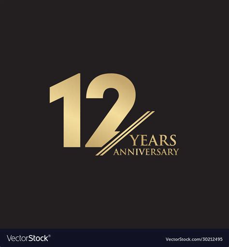 12th Year Anniversary Emblem Logo Design Template Vector Image