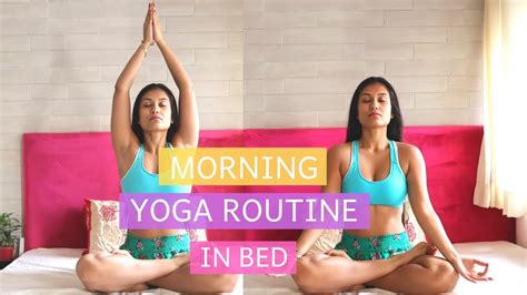 Morning yoga routine 15 min. MORNING YOGA ROUTINE IN BED | YOGASINI - YouTube