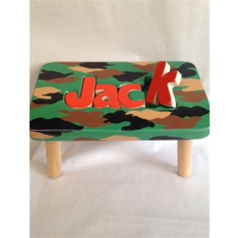 Name puzzle tables/stools | ages 2 and up. Handpainted Camo Stool