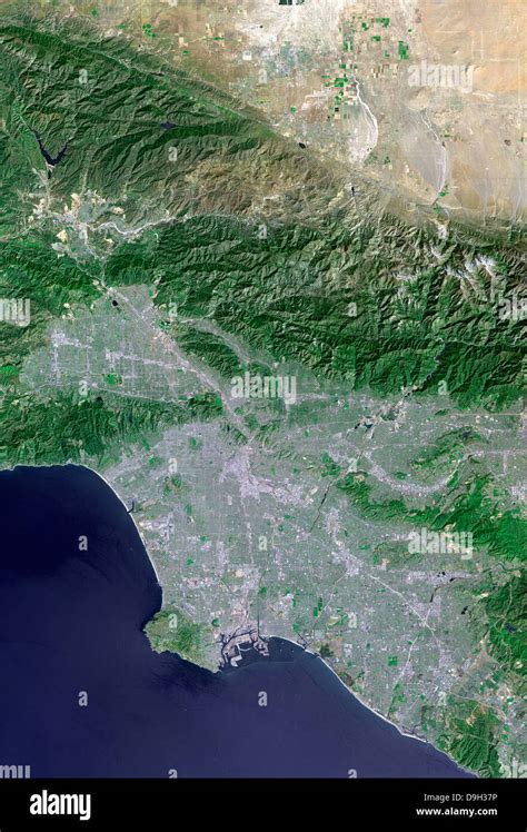 Satellite View Of Los Angeles California And Surrounding Area Stock