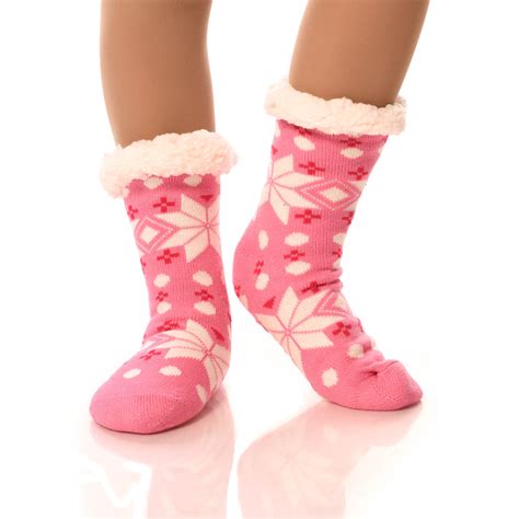 Debra Weitzner Womens Thermal Sherpa Socks Fleece Lined Fuzzy Gripper Socks Winter Christmas