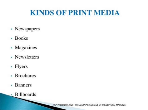 Types Of Media Print And Non Print Media