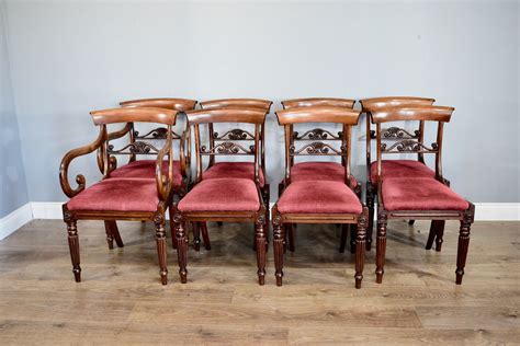 A set of six shapely dining chairs newly upholstered in a rustic cotton linen woven fabric by farrell. Set Of Eight Regency Mahogany Dining Chairs | 578143 ...