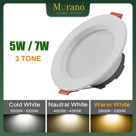Murano Led Downlight Recessed Pin Lights Panel Ceiling Light 3 Color Temperature 2 Years