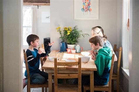 Stock Photo Of Kids Having Lunch Together In The Kitchen Del