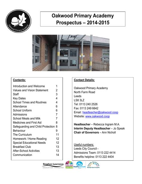 Oakwood Primary Academy Prospectus 2014 2015