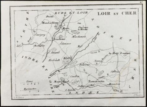 1830ca Loir Et Cher Old Map Of The Department France Late