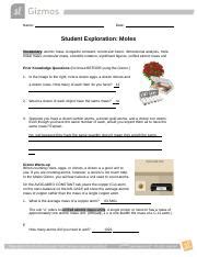 Student exploration moles answer key quizlet. Introduction to Moles Gizmo.docx - Name Date Student Exploration Moles Vocabulary atomic mass ...