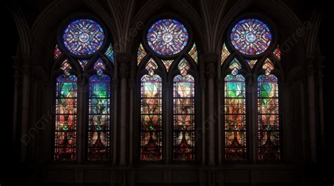 Stained Glass Windows Of An Old Cathedral Background 3d Illustration