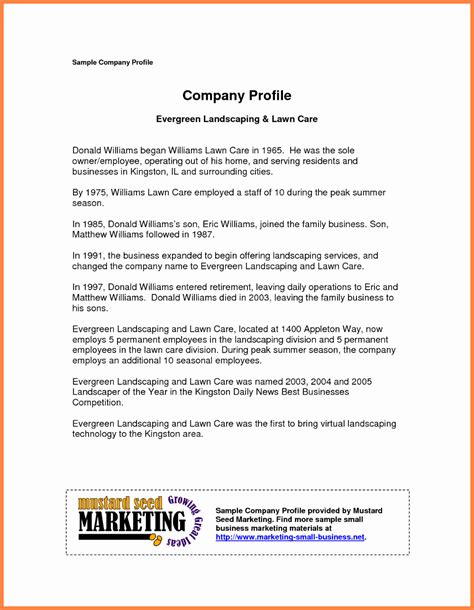 Samples Of Company Profile Or How To Write A Business Profile For A