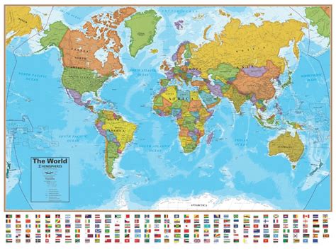 Wall Map Of The World Laminated Just 1999
