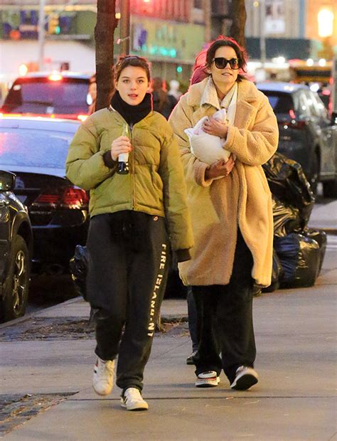 Katie Holmes Suri Cruise Bundle Up In Sweats Coats For Casual Dinner In New York City