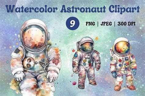 Watercolor Cute Astronaut Sublimations Graphic By Brown Cupple Design