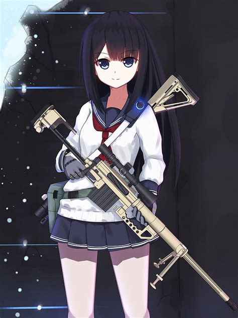 Anime Anime Girls Arma Cheytac M200 Personagens Originais Uniforme