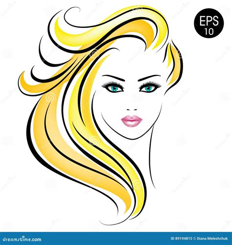 Vector Stock Blonde Woman Beauty Girl Portrait With Blonde Hair And Blue Eyes Stock Vector