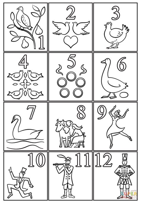 12 Days Of Christmas Coloring Page Free Printable Coloring Pages