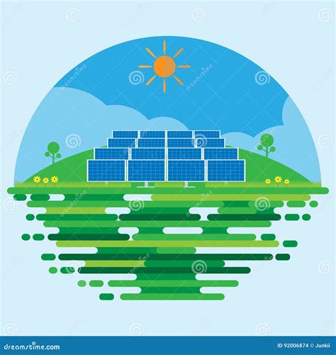 Photovoltaic Power Station Or Solar Farm Flat Scene Background Vector