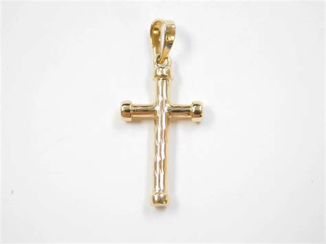 I wear it with a gold chain with white gold accents. 14k Gold Cross Pendant / Charm : Arnold Jewelers | Ruby Lane