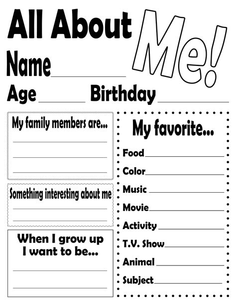All About Me Free Printable Worksheet Get To Know You Activities All