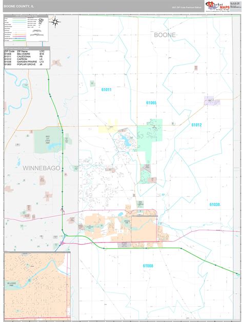 Boone County Il Wall Map Premium Style By Marketmaps Mapsales